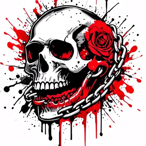 Skull Bitting On Chain