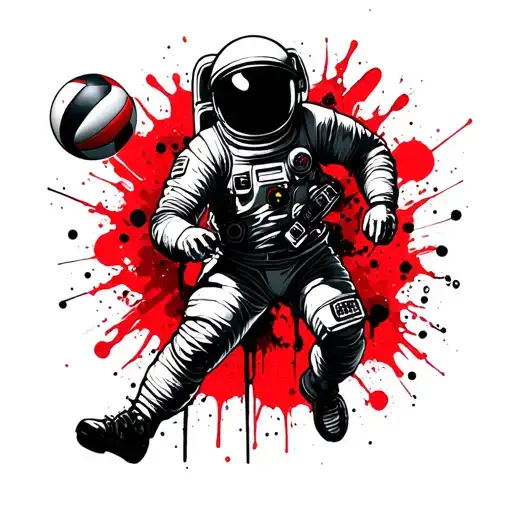 Astronaut Playing Volleyball With A Wristwatch Integrated Into The Design