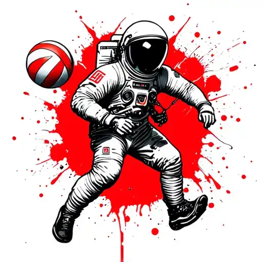 Astronaut Playing Volleyball With A Wristwatch Integrated Into The Design