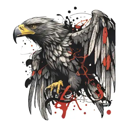 Eagle With Spread Wings With A Snake In Its Beak Symbolizing