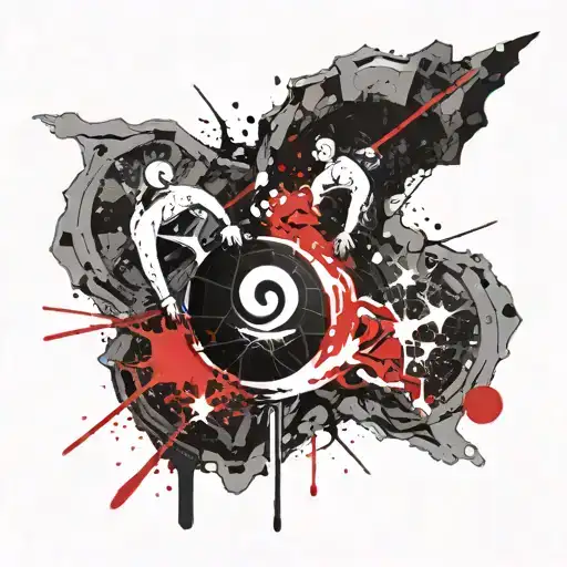 Yin And Yang Symbol Formed By A Rock Climber In The Night And A Snowboarder In The Day