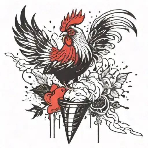 Rooster Sitting On Ice Cream Cone Ice Cream