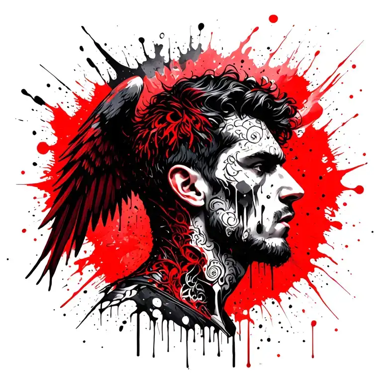 Dark Male Angel Facing Backwards