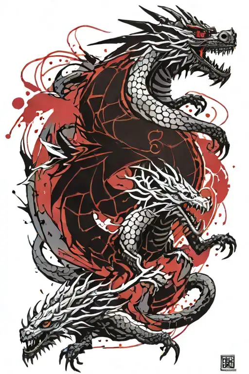 Father Protecting Son Dragon