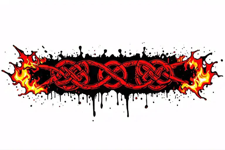 Celtic Knot Roots Surrounded By Flames