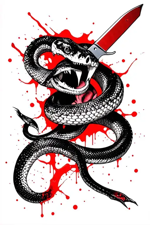 Snake Biting My Forearm And A Knife I'm Holding Is Off The Sanakes Head