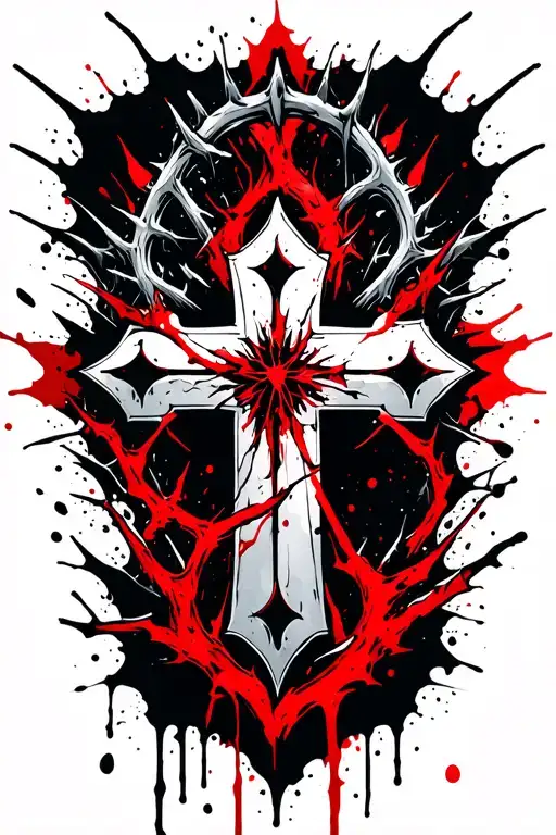 Cross Tattoo With Thorns Wrapping