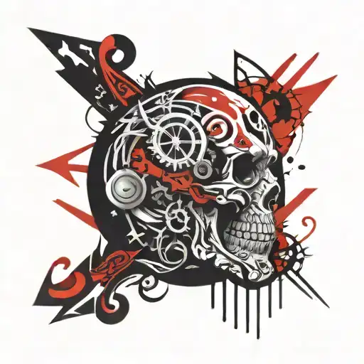Tribal Design With Hidden Death Metal Symbols Throughout