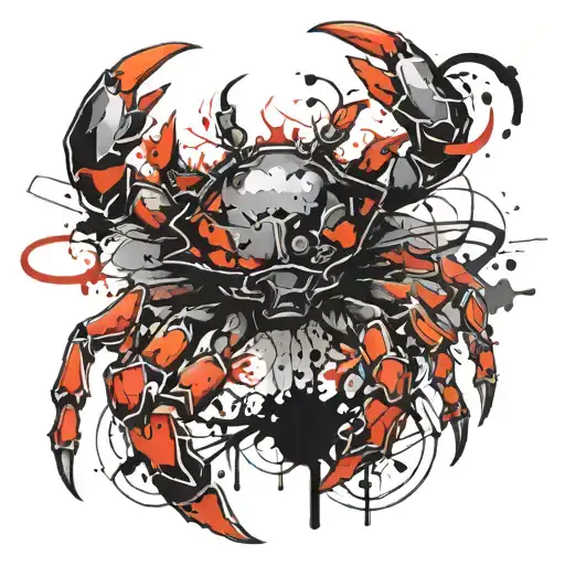 Zodiac Sign Crab Tattoo Design Combining Elements