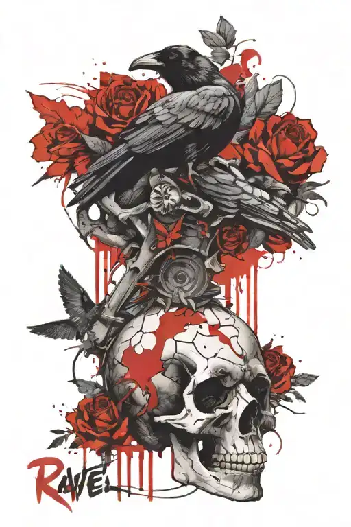 Raven Sitting On The Skull