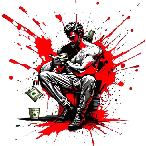 Caesar With Money And Automatic And Cup Sits