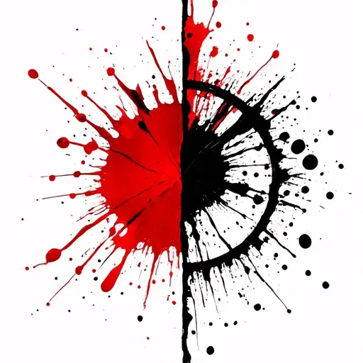 Circle Divided With Ink Splatter