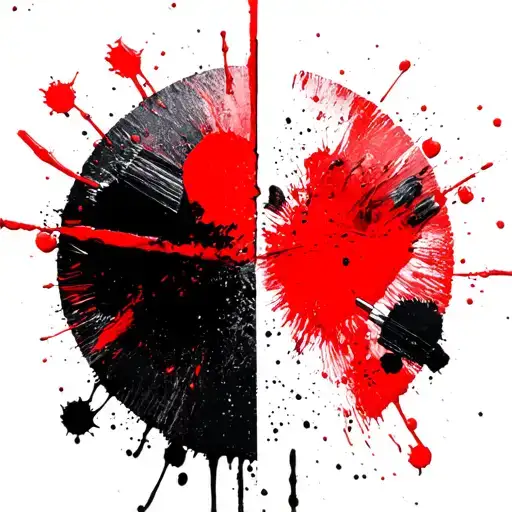 Circle Divided With Paint Brush