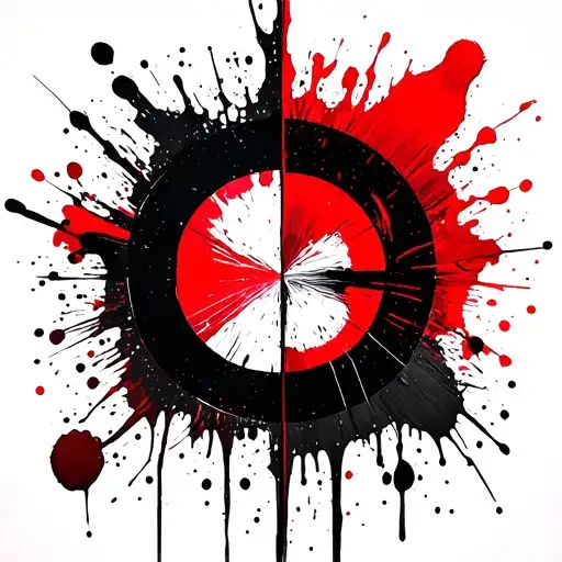 Circle Divided With Paint Brush