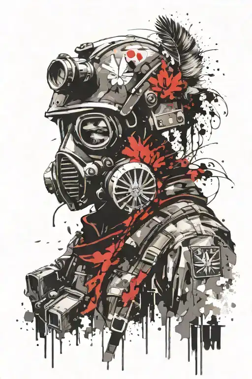 Polish Jw Grom Soldier Wearing A Gas Mask With The Polish Eagle As The Background