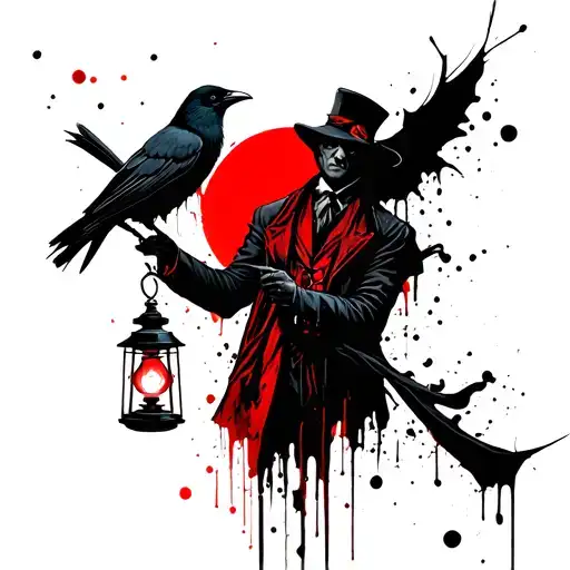 Plauge Doctor Holding Lantern With Crow Inside Coming