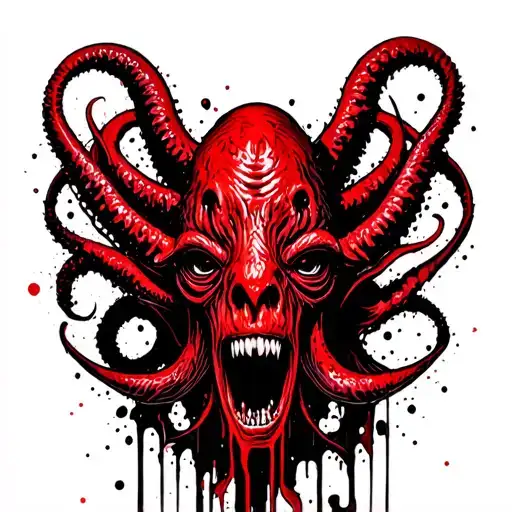 Cthulhu Head With Cultist