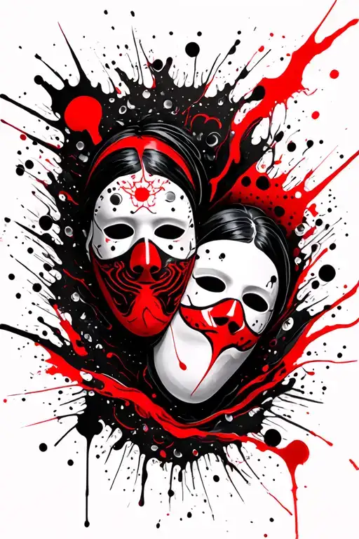 Two Mask Surrounded By Swirling