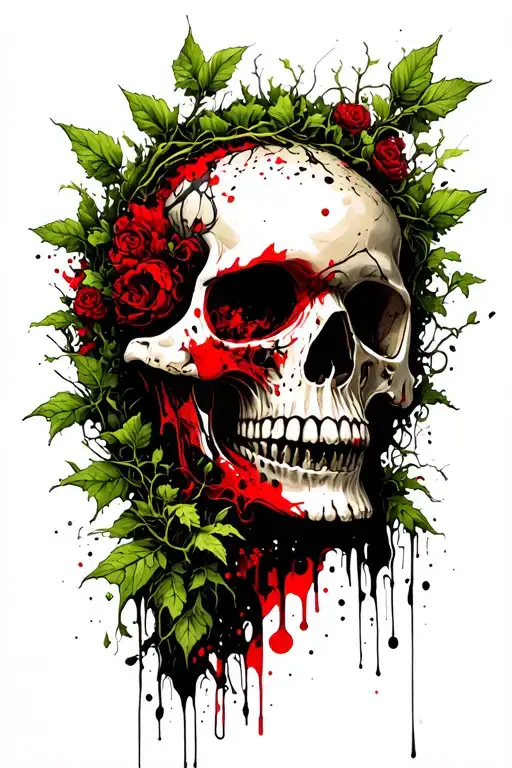 Mental Health Tattoo Vines And Moss Growing Up The Side Of The Skull At A Profile