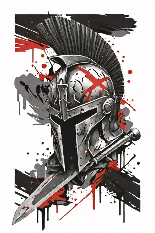 Spartan Helmet And Sword Going