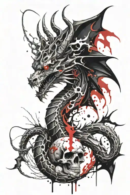 Dragon With Skulls