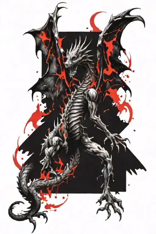 Dragon On Fire With Wings