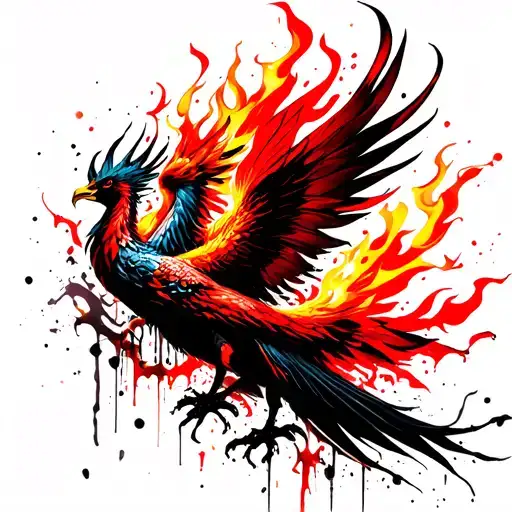 Phoenix Rising From Flames