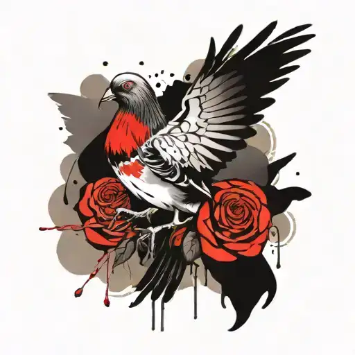 Pigeon Carrying Rose
