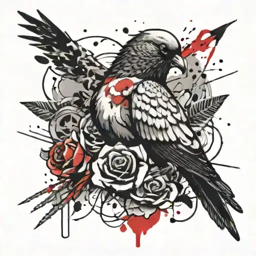 War Pigeon With Rose Intertwined