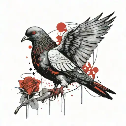 Pigeon With Rose Intertwined