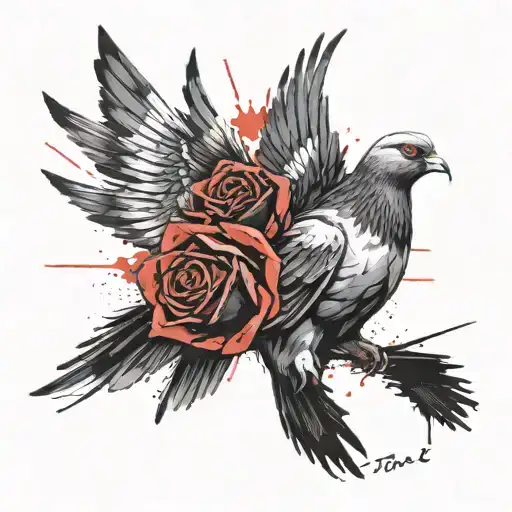 Pigeon Carrying Rose