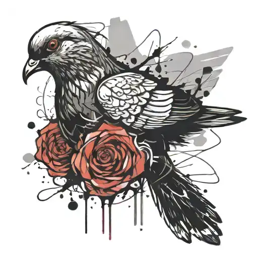 Pigeon Carrying Rose