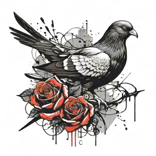 Pigeon Carrying Rose
