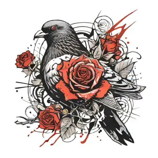 Pigeon And Rose Wrapped