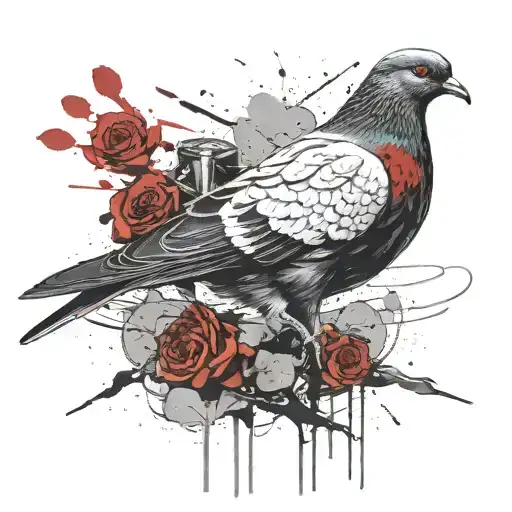 Pigeon Carrying Rose