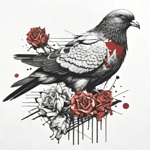 Pigeon Carrying Rose