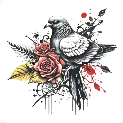 Pigeon With Roses Gansgter Theme