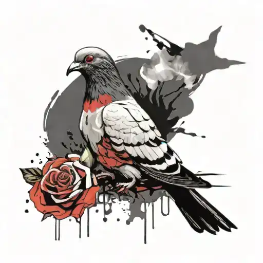 Pigeon With Rose
