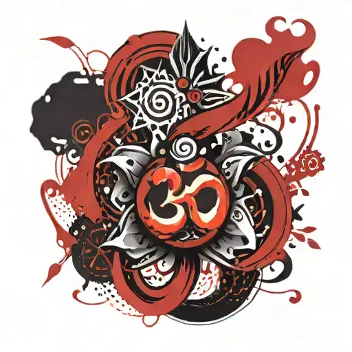 Om And Trishul Intertwined