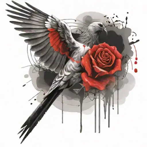 Ghost Pigeon With Rose