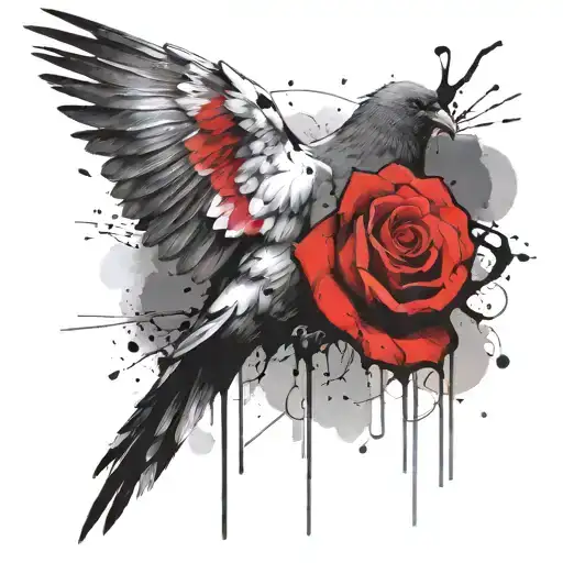 Ghost Pigeon With Rose