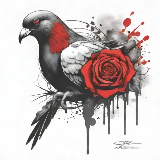 Ghost Pigeon With Rose