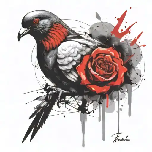 Ghost Pigeon With Rose