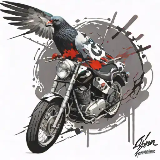 Pigeon On Motorcycle