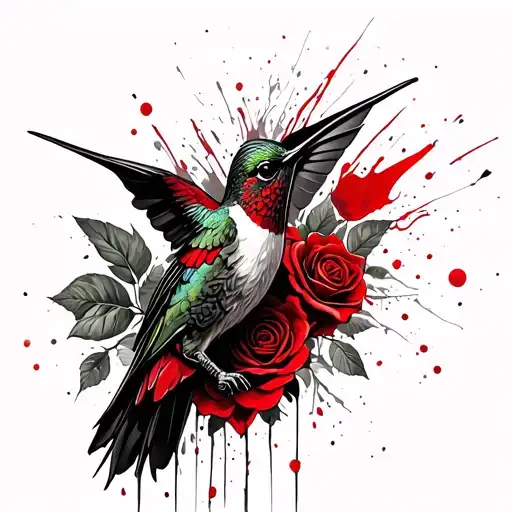 Hummingbird Wearing Armor With Skulls And Roses