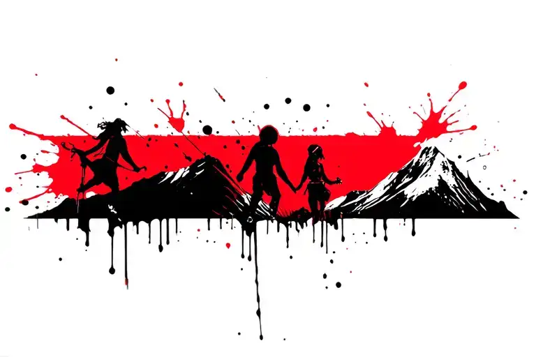 Three Sisters One Brother Climbing Mountain