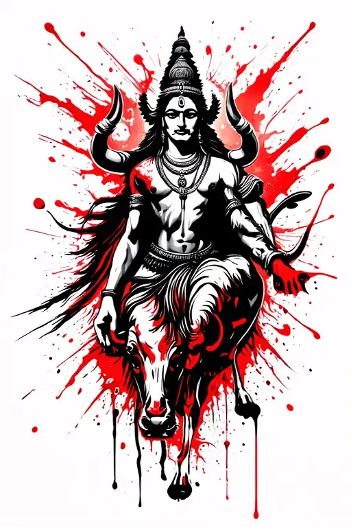 God Shiva And A Bull