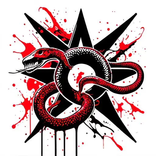 Pentagram With A Snake Wrapped Around It Eating Its Tail