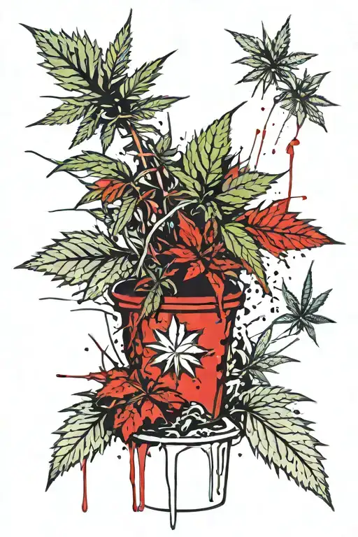 Realistic Marijuana Bush In A Pot