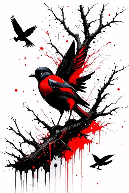 Dead Tree Branches Growing Around Birds